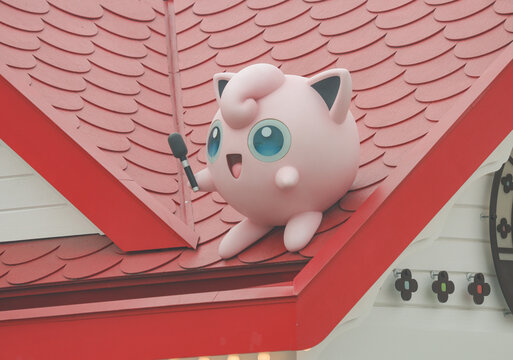 April 7, 2026 - Tokyo, Japan - A Jigglypuff statue in the newly opened Pok&eacute;mon theme park "Poke Park Kanto"