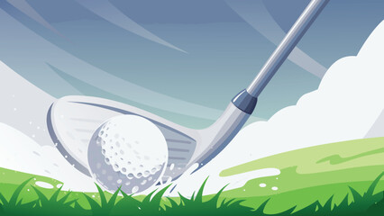 Golf Swing Power Scene Vector Illustration of Gol © ndomble