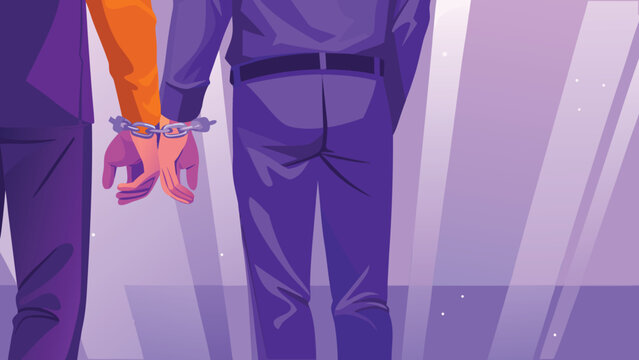 Handcuffed Inmate Scene Vector Illustration of pr