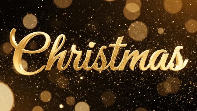 Golden Christmas text on dark background.