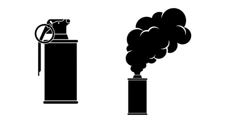 Black silhouette illustration of a grenade and its smoke plume © MITHUN