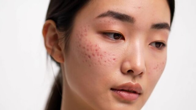 Visible Acne Breakouts and Inflamed Pimples on Woman Face | Realistic Skincare Concern | Premium Beauty Ad