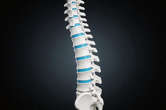 Human spine model with blue discs