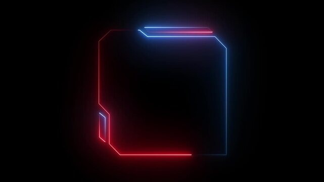 neon rectangular frames with shining effects on dark background. Square box with bright neon lines. neon box pattern. neon pink lights wiggle on black background.4k video.