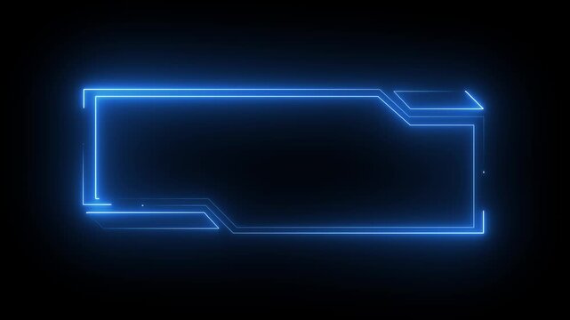 Neon rectangular frames with shining effects on Black background. Square box with neon lines. neon box pattern. neon digital hud lights wiggle on black background. 4k animation video...