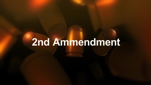 2nd Ammendment Text over 3D Spinning Bullets Background
