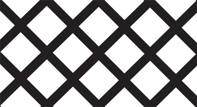 Geometric lattice pattern, black and white vector design, diamond shapes, seamless background