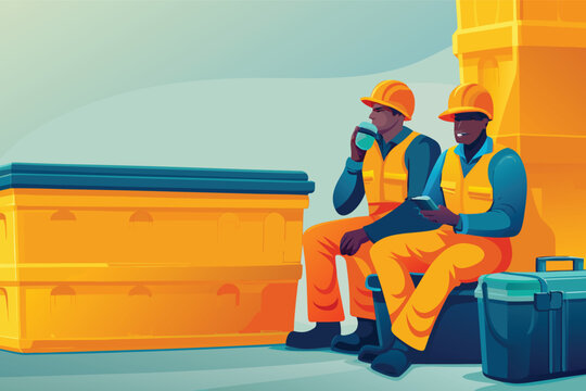Ock Workers Resting Scene Vector Illustration of