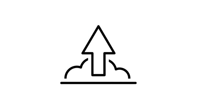 Black and white upload arrow icon simple clean vector design isolated modern style