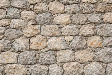 Fototapeta premium Close up of a weathered stone wall with natural textures