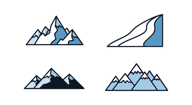 Mountain Snowfield Line art creative abstract color shapes