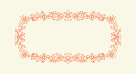 Elegant Floral Border Frame with Hand Drawn Flowers and Leaves Ornate Decorative Vector Illustration © vectorial