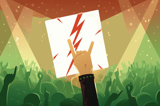 Punk Fan Holding Sign Scene Vector Illustration o