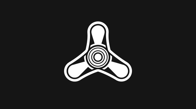 Minimalist White Fidget Spinner Icon on Black Background