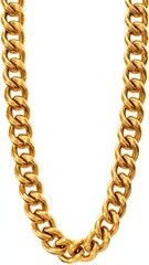 Obraz premium A close-up studio shot of a thick, heavy, solid gold Cuban link chain necklace.