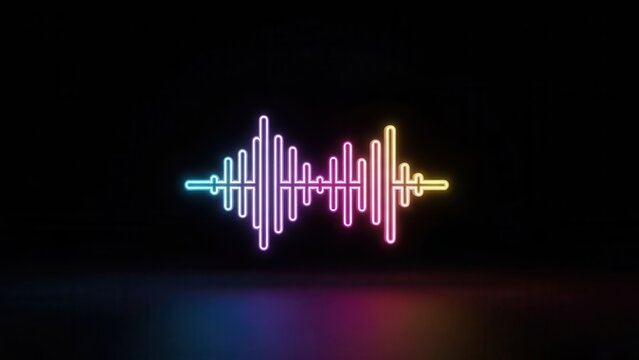 Dynamic digital sound wave visualizer with vibrant neon gradient lights on a dark background