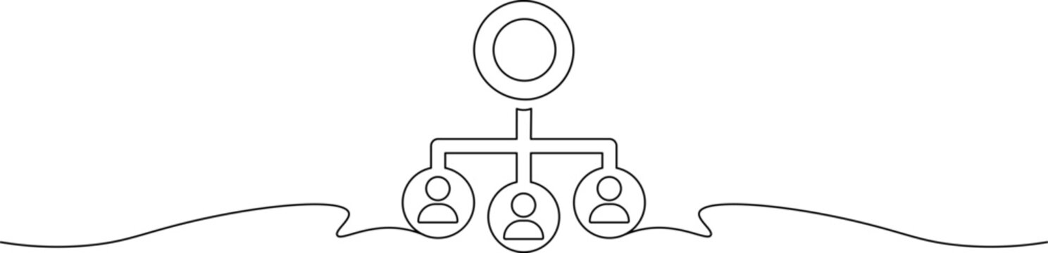 A simple line drawing of a organizational chart with three people at the bottom
