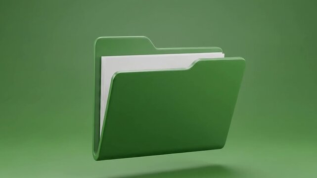 Clean green folder icon symbolizing organization and data management against a soft green background.