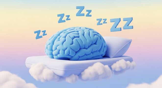 Sleeping Brain on Cloud Concept.
