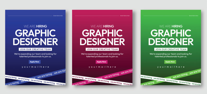 Graphic Designer Hiring Poster Template Vector Illustration, Job Vacancy Recruitment Flyer for Creative Agency, Social media post design