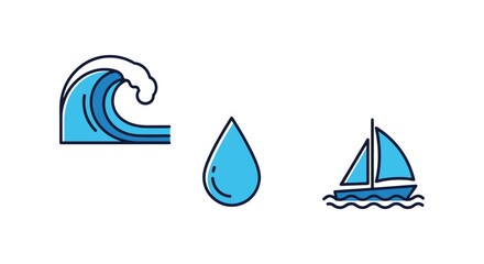 Naklejka premium Ocean Blue Water Line art creative clean abstract vector