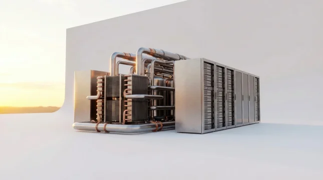 Complex cooling infrastructure for orbital data center servers isolated in clean environment