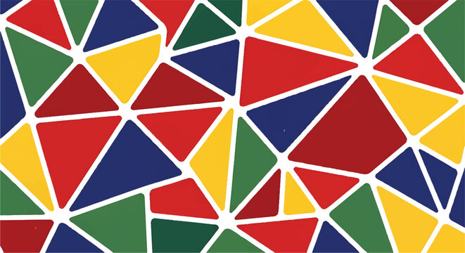 Colorful geometric pattern of triangles and polygons with white gaps geometric colorful triangles polygons tessellation background abstract illustration repeating decorative artistic