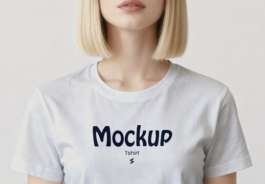 T-Shirt Mockup on Woman Model