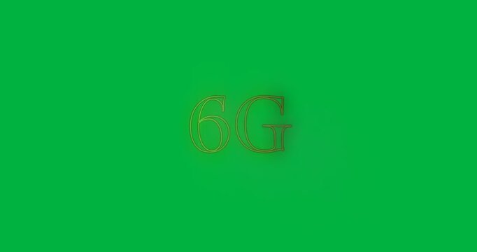 Animation of 6g text in glowing green neon letters on black background