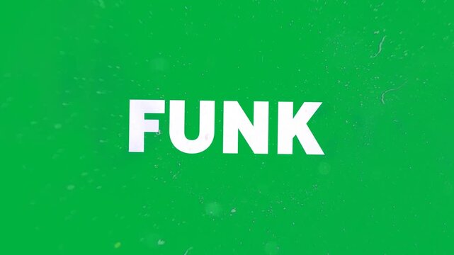 Animation of funk text in colorful letters filling to white on white background
