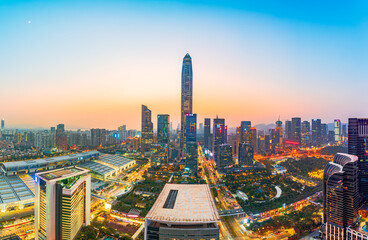 Fototapeta premium Beautiful cityscape of Ping An Finance Center, Futian District, Shenzhen, China
