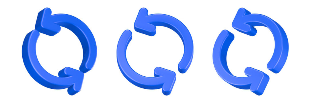 refresh icon 3d render blue color
