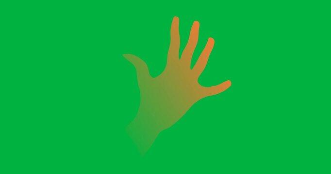 Animation of hand waving on white background