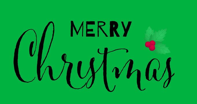 Animation of merry christmas text over christmas decorations on white background