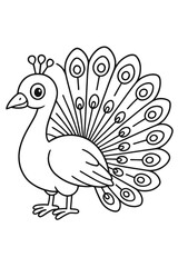 Fototapeta premium Vector illustration of a cute cartoon peacock in a nature clip art style