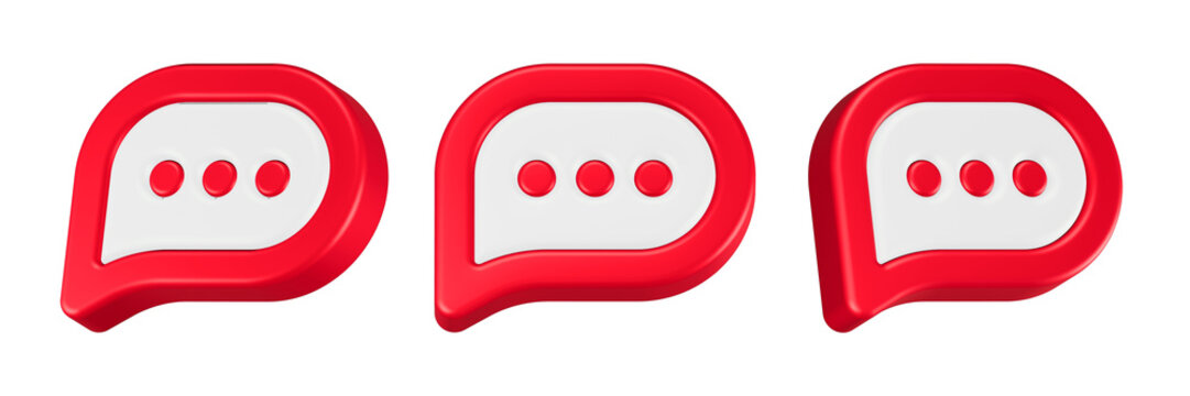 chat icon 3d render red color