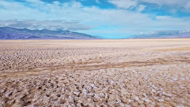 Dry salty land and salt flat patterns at Badwater Basin in Death Valley National Park California