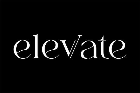 White word Elevate on black background.