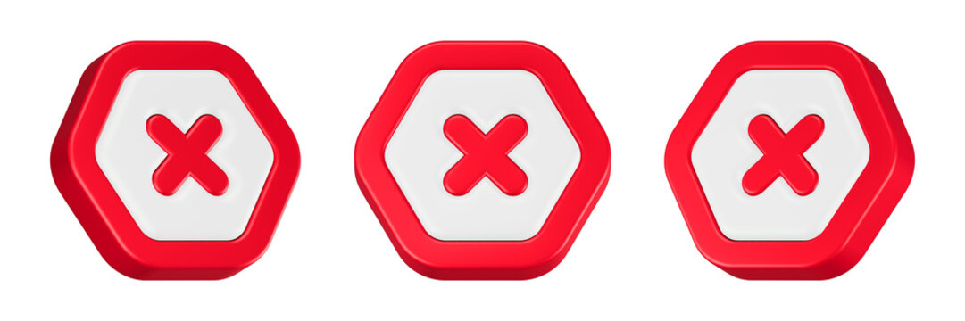 cross sign icon 3d hexagonal button 