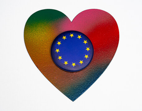 Europazeichen im buntem Herz