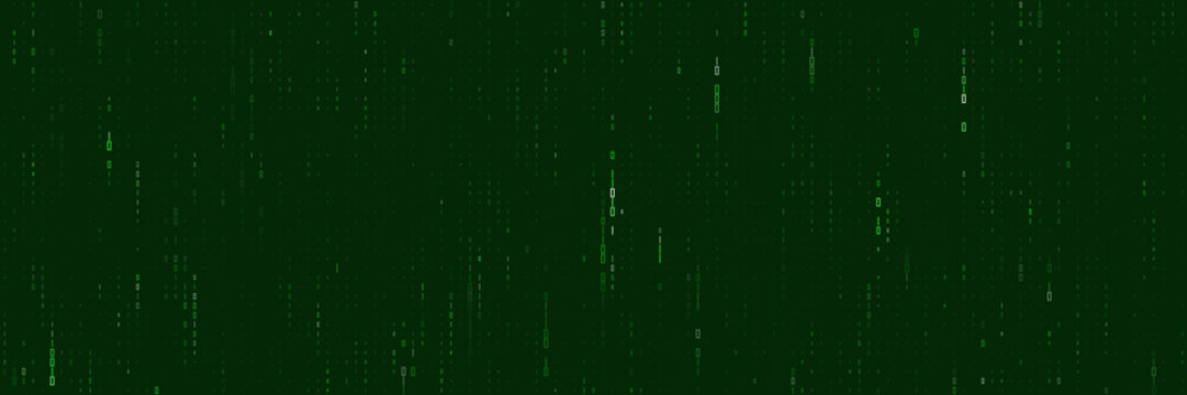 Green binary code digital rain background for cybersecurity threat detection and ethical hacking