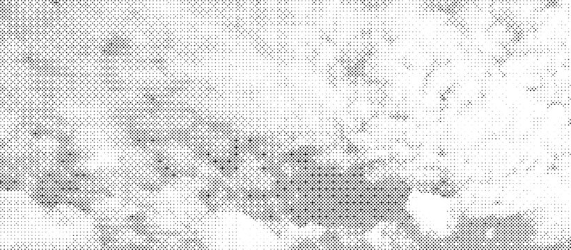 Halftone background pattern. Grain texture polka dots on white background. Dot art dither creative distressed grunge texture banner