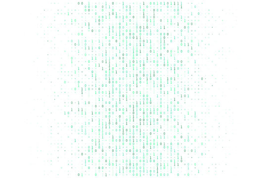 Abstract green binary code stream for cybersecurity data encryption and secure cloud computing