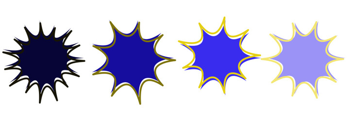 Abstract Blue Starburst Graphic Elements, Comic Style Explosion Shapes for Retro Design © SimpleDesignStudio