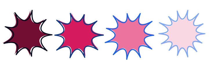 Retro Comic Book Speech Bubbles in Pink and Purple Gradient, Pop Art Explosion Shapes © SimpleDesignStudio