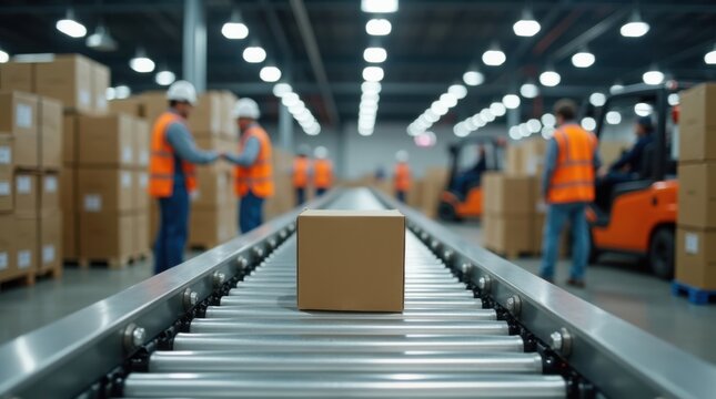 Movimiento inicial de la cinta transportadora con una sola caja, flujo log&iacute;stico