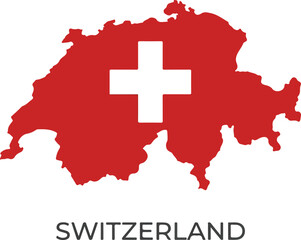 Fototapeta premium Outline of Switzerland map with its national flag, representing the country's identity and geography