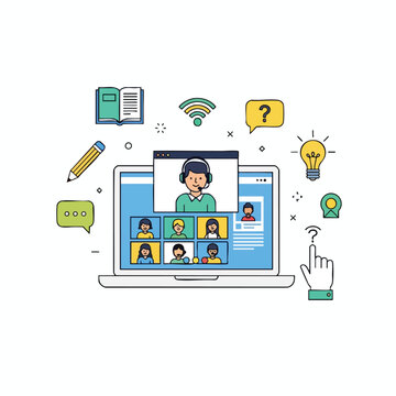 Engaging Online Video Conference with Diverse Participants and Digital Communication Icons