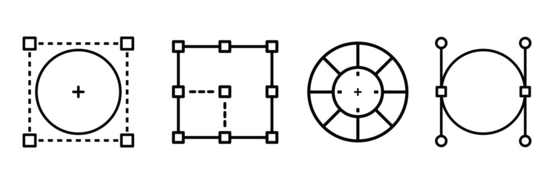 Editable Shape Transformation, Vector Anchor Point Icons Set
