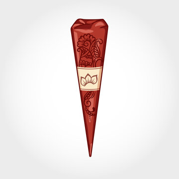 Vector illustration of a Henna cone isolated on a transparent background. Traditional mehendi art